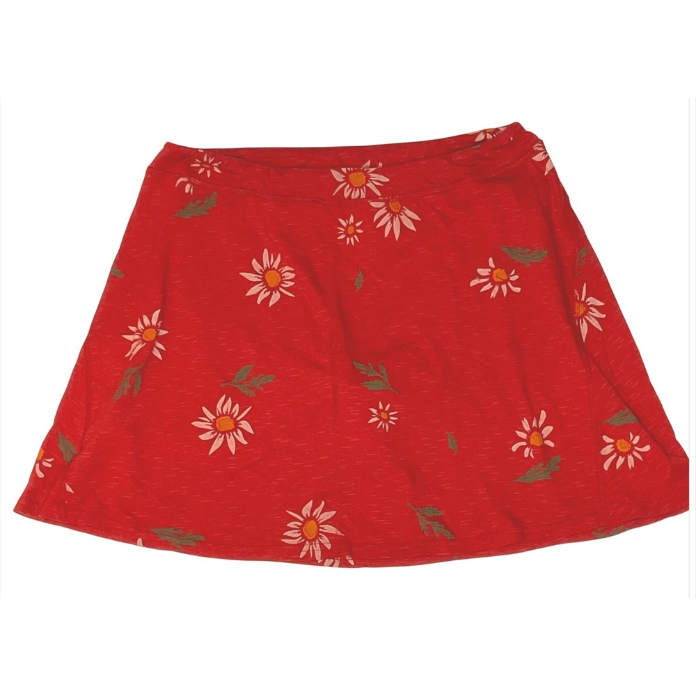 Toad & CO Women's organic cotton Seleena skirt Skort Red floral Daisy print XL